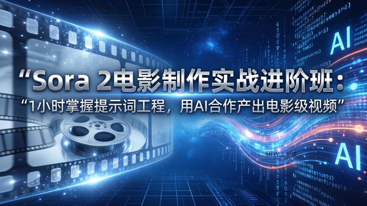 Sora 2电影制作实战进阶班：1小时掌握提示词工程，用AI合作产出电影级视频-墨昀爱搬砖