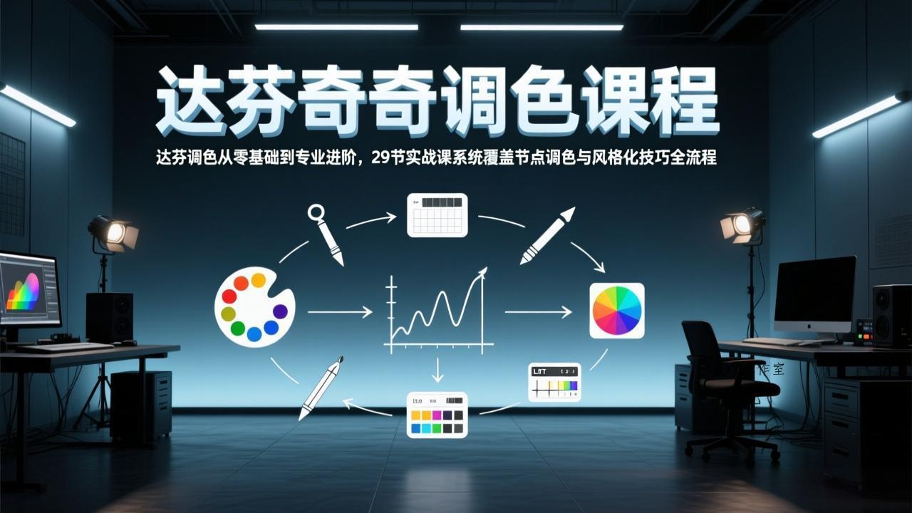 达芬奇调色从零基础到专业进阶，29节实战课系统覆盖节点调色与风格化技巧全流程-墨昀爱搬砖