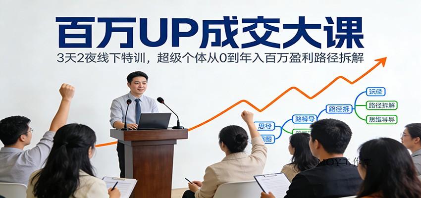 百万UP成交大课：3天2夜线下特训，超级个体从0到年入百万盈利路径拆解-墨昀爱搬砖