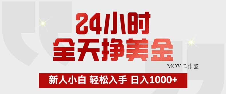 24小时全天挣美金，新人小白轻松入手，长期稳定，日入1000+-墨昀爱搬砖