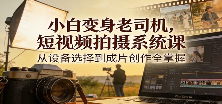 小白变身老司机，短视频拍摄系统课，从设备选择到成片创作全掌握-墨昀爱搬砖