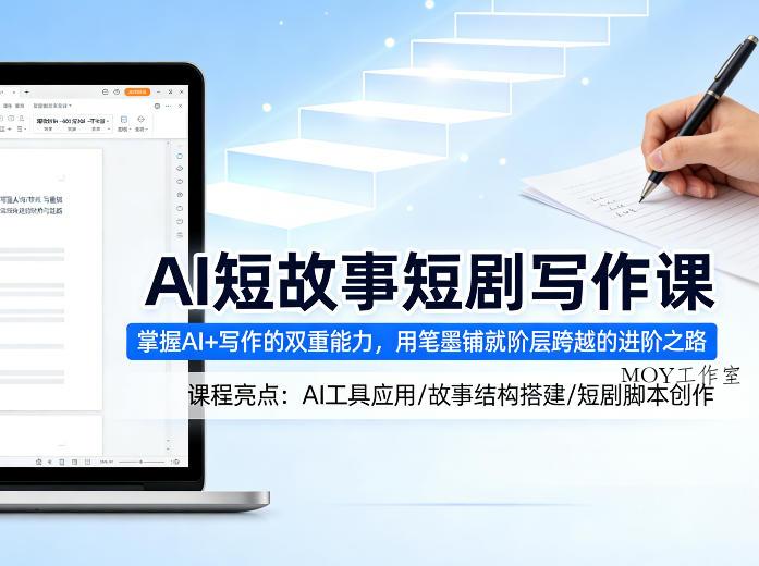 AI短故事短剧写作课，掌握AI+写作的双重能力，用笔墨铺就阶层跨越的进阶之路-墨昀爱搬砖