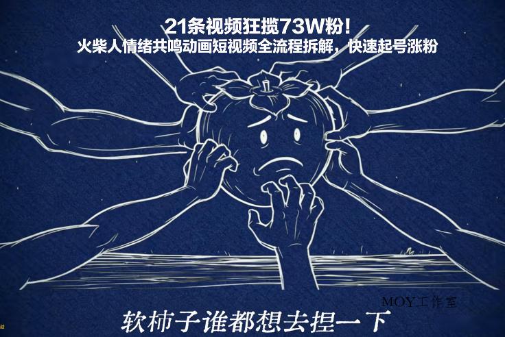 21条视频狂揽73W粉！火柴人情绪共鸣动画短视频全流程拆解，快速起号涨粉-墨昀爱搬砖