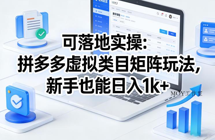 可落地实操：拼多多虚拟类目矩阵玩法，新手也能日入1k+【揭秘】-墨昀爱搬砖