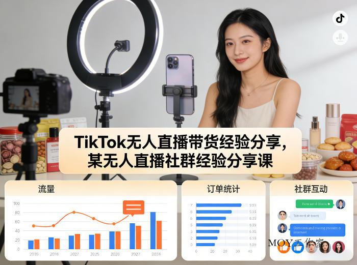 TikTok无人直播带货经验分享，某无人直播社群经验分享课-墨昀爱搬砖