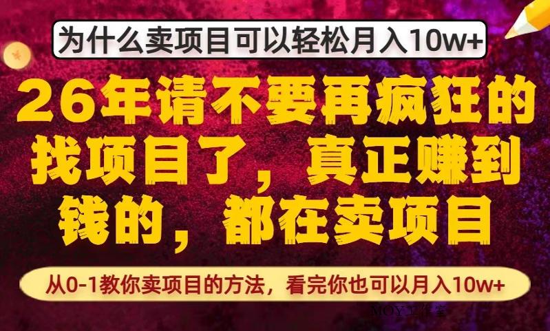 为什么真正賺到钱的都在卖项目，从0-1教你卖项目的方法，看完你也可以月入10w+【揭秘】-墨昀爱搬砖